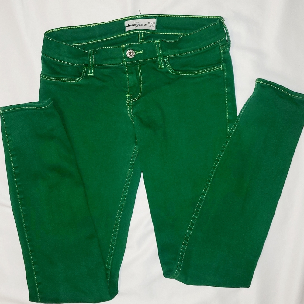 Abercrombie Kids Girls Sz 16 Slim Fit Kelly Green